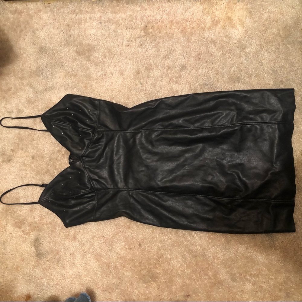 Leather black dress